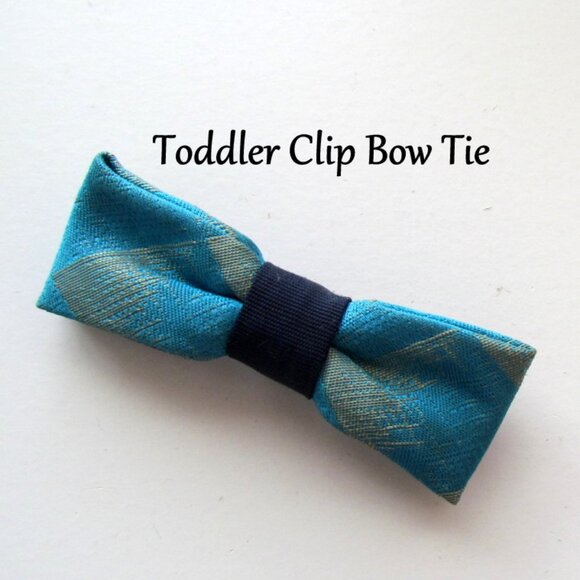 BABY BOY'S BOW TIES - 2 CLIP-ON INFANT BOWTIES, BLACK, BLUE, by BEAU JR & ROYAL - Picture 2 of 10